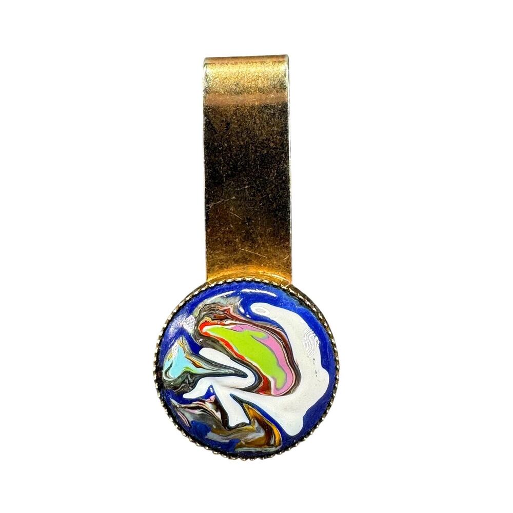 Vintage Psychedelic Resin Men's Gift, Fluid Art Statement Money Clip Accessory